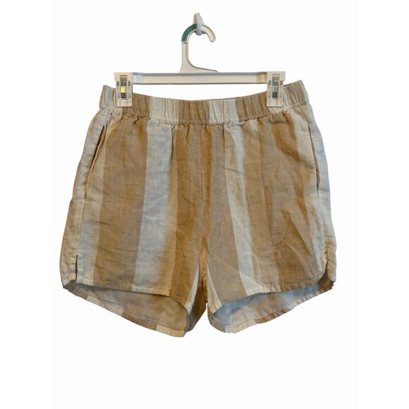 Laude the Label Linen Shorts Womens Size Medium Striped Summer Relaxed Lagenlook - Picture 3 of 8